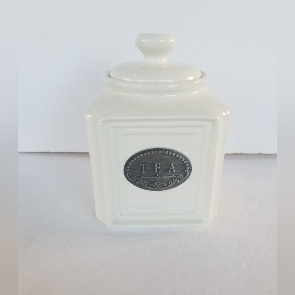NEW THL Farmhouse Tea Canister Jar Lace Lattice Top Classic French Chic Home